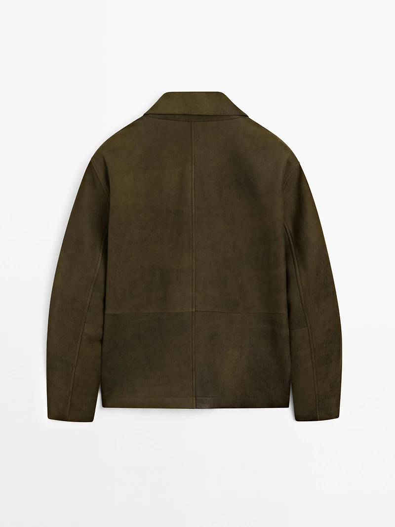 Distressed effect 100% sheepskin leather jacket