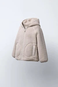 HOODED FAUX SHEARLING JACKET