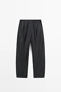 High-waist pants with crossover detail