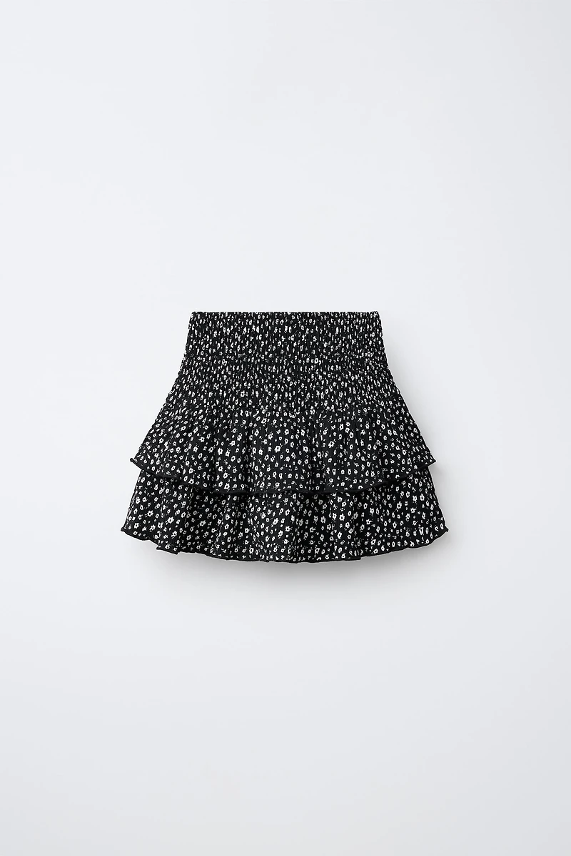 PRINTED RUFFLE SKIRT