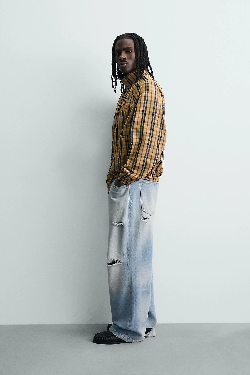 BOXY FIT PLAID TECHNICAL JACKET