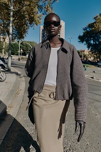 HOUNDSTOOTH PADDED BOMBER JACKET