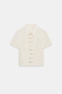 RUFFLED POPLIN SHIRT WITH STUDS