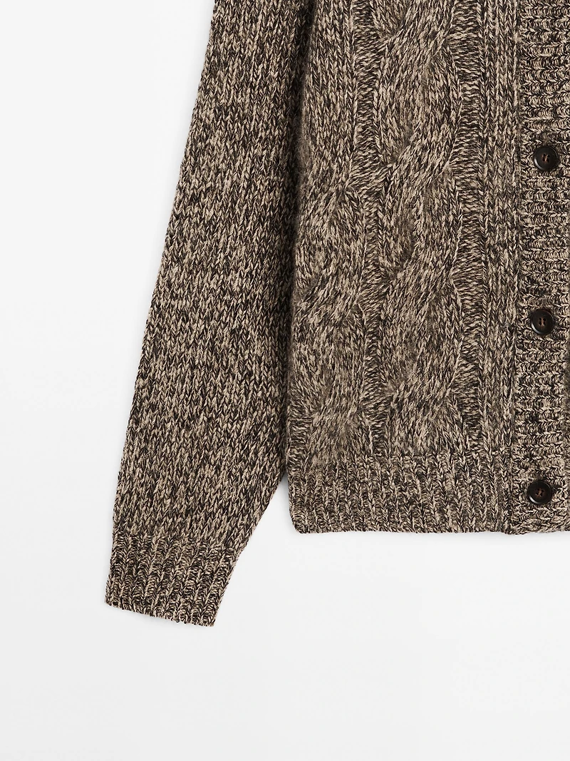 100% cashmere mouliné knit cardigan