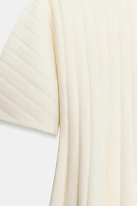 SHORT RIB KNIT BALLOON SLEEVE DRESS
