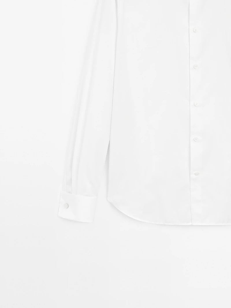 Slim fit cotton shirt with double cuffs