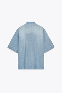 ZW COLLECTION RUFFLED DENIM SHIRT