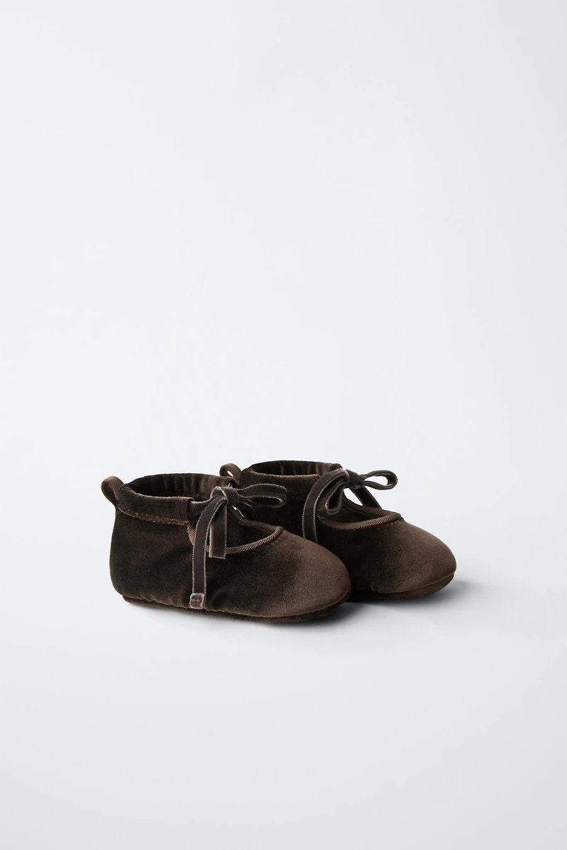 VELVET BOW BALLET FLATS