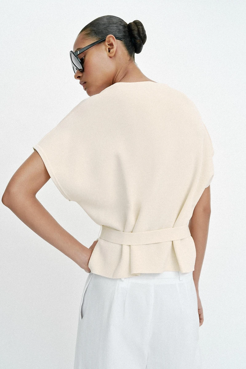 KNIT CARDIGAN WITH BELT