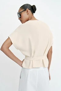 KNIT CARDIGAN WITH BELT