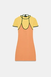 FAUX DOUBLE EFFECT MINI DRESS