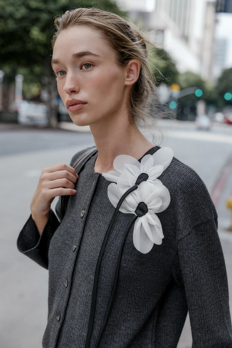 FLORAL RIBBED JACKET