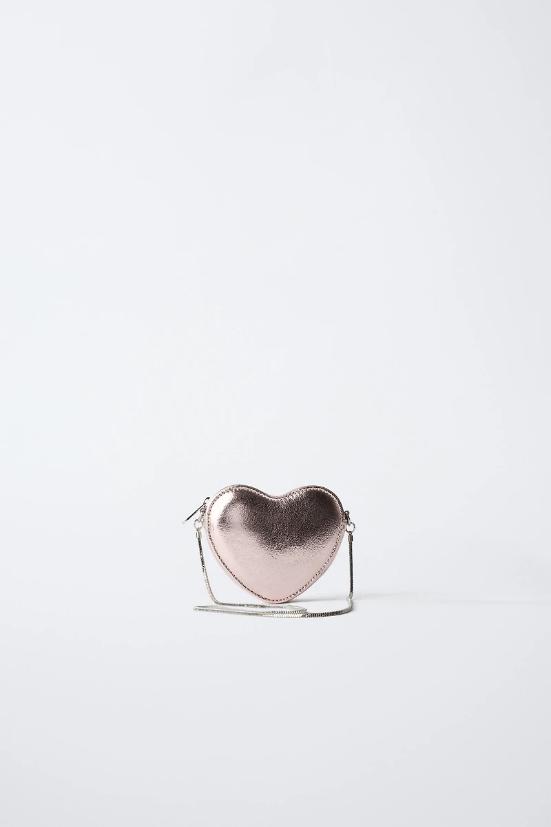 METALLIC HEART CROSSBODY BAG