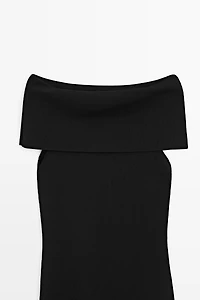 Robe midi en maille épaules dénudées