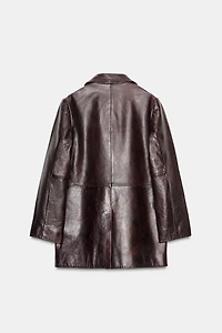 100% LEATHER TOPSTITCHED COAT