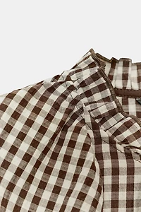 GINGHAM RUFFLE BLOUSE