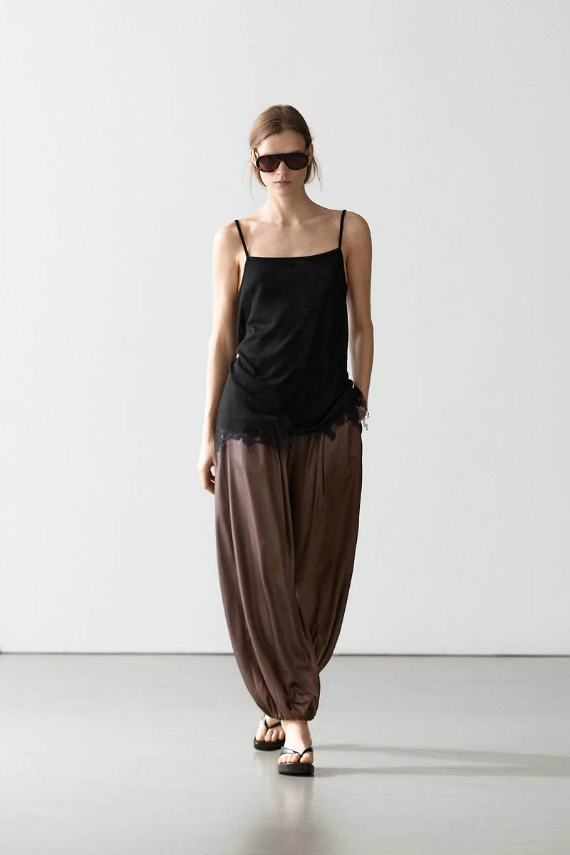 Pantalon balloon fluide satiné