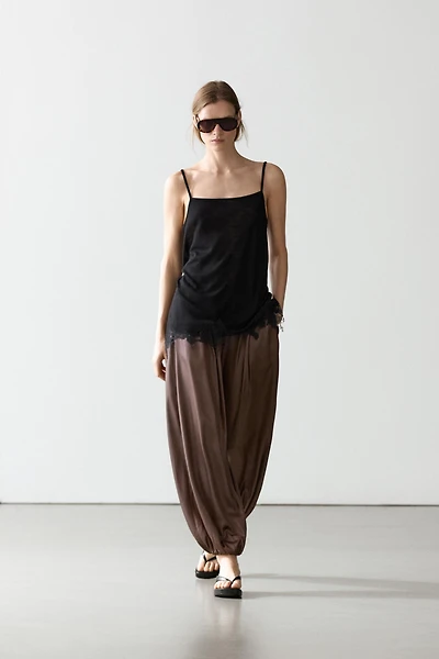 Pantalon balloon fluide satiné