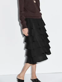 Ruffled midi skirt