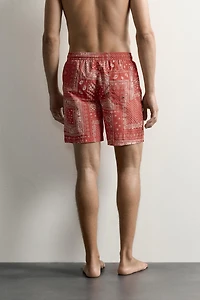 BANDANA PRINT LONG SWIM SHORTS