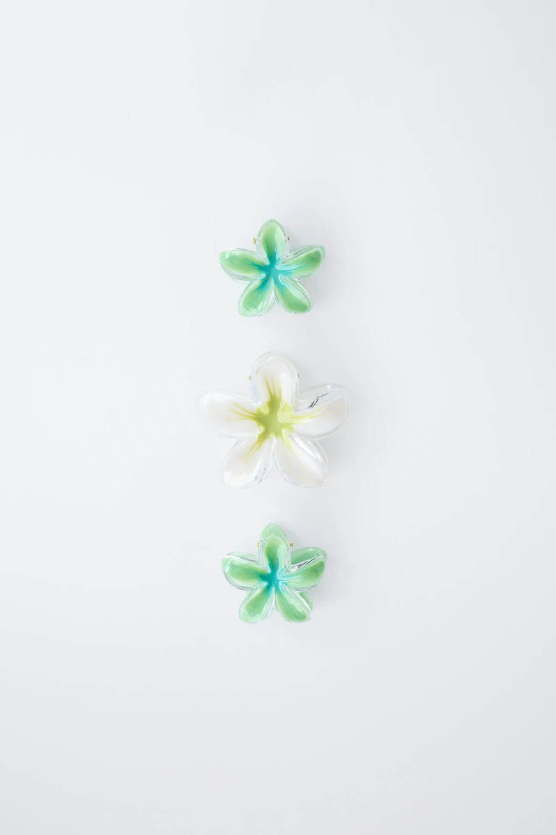 PACK OF THREE HIBISCUS HAIR CLIPS