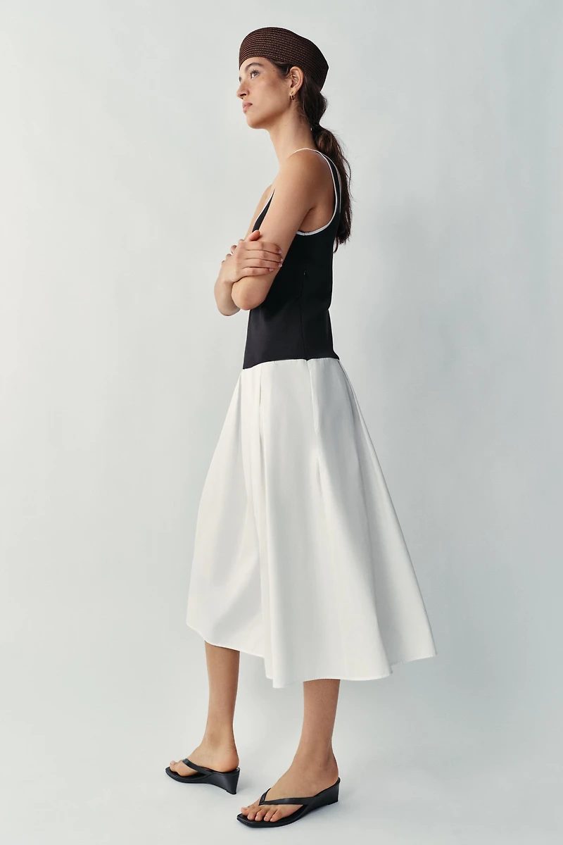ROBE MI-LONGUE BIMATIÈRE EN POPELINE