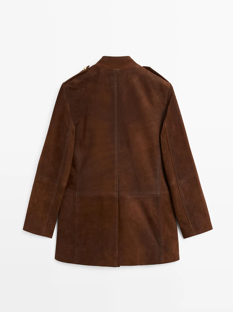 Suede leather safari jacket