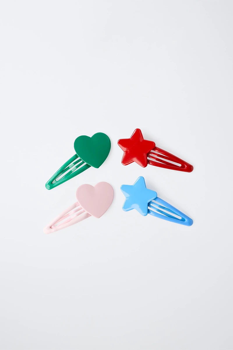 FOUR-PACK OF STAR AND HEART HAIR CLIPS