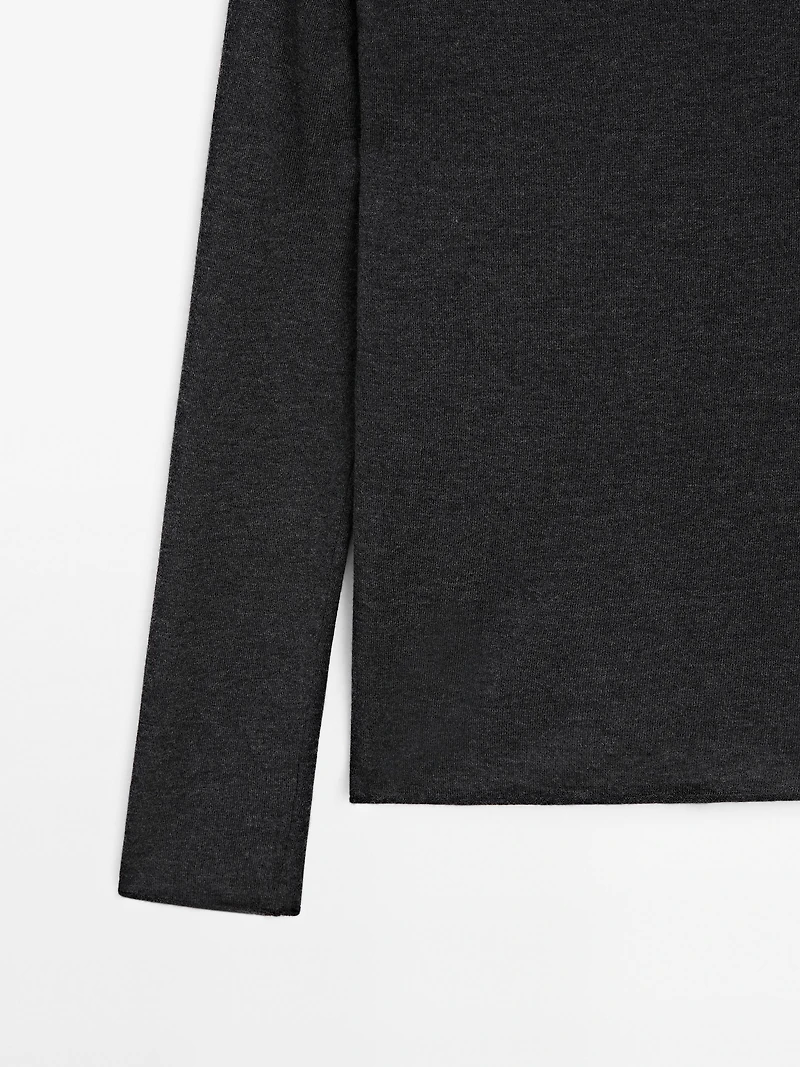 Wool blend boat neck sweater