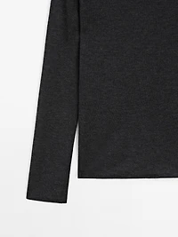 Wool blend boat neck sweater