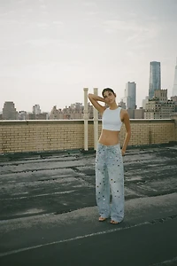 RELAXED OVERSIZE HIGH WAIST JEANS WITH JEWELS