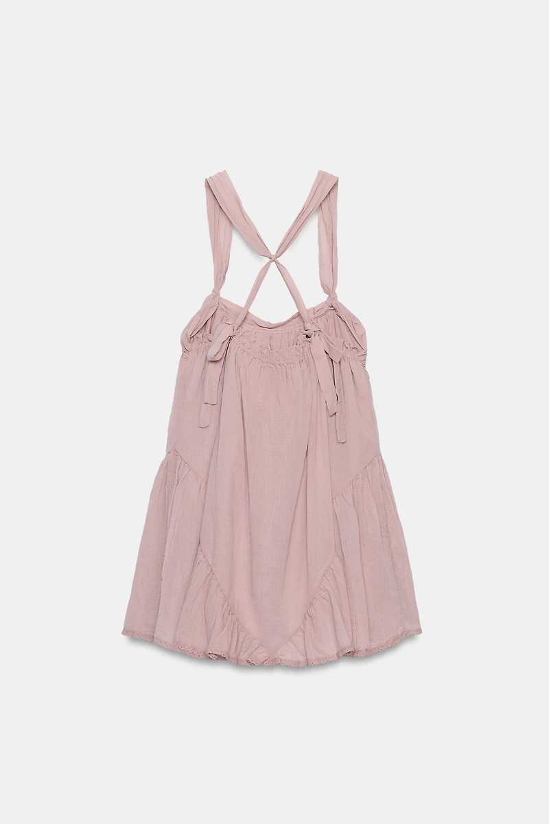 GAUZE STRAPPY MINI DRESS
