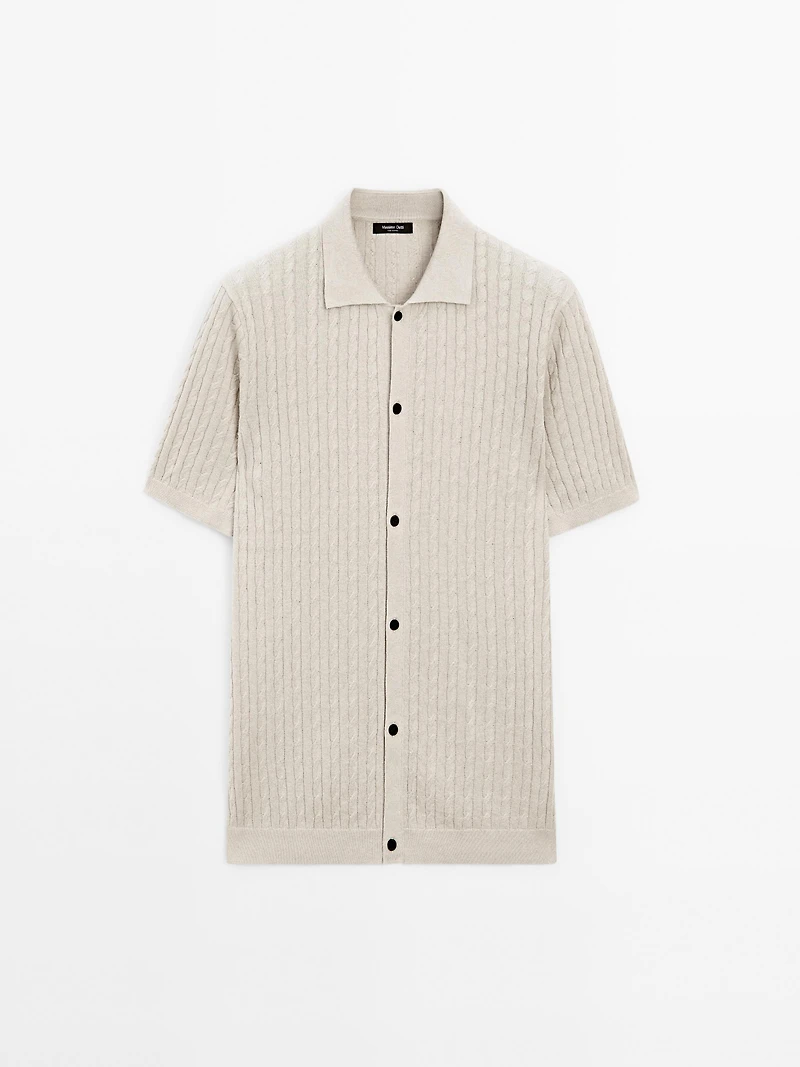 Cable-knit overshirt
