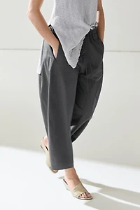 Cropped technical barrel fit pants