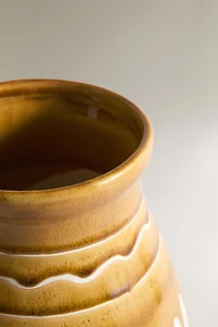 LEAF PRINT STONEWARE VASE