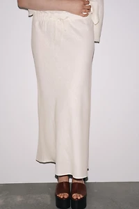 ZW COLLECTION 100% LINEN MIDI SKIRT