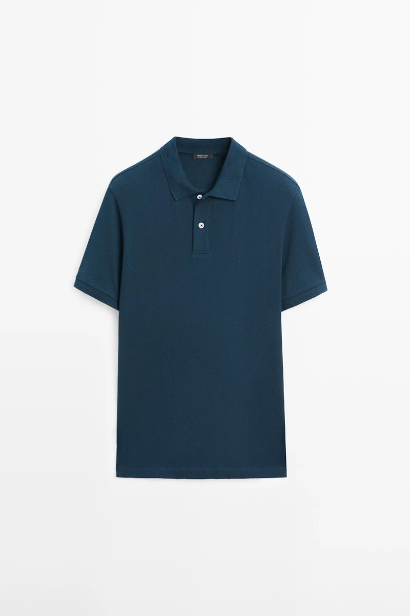Micro-textured cotton piqué polo shirt