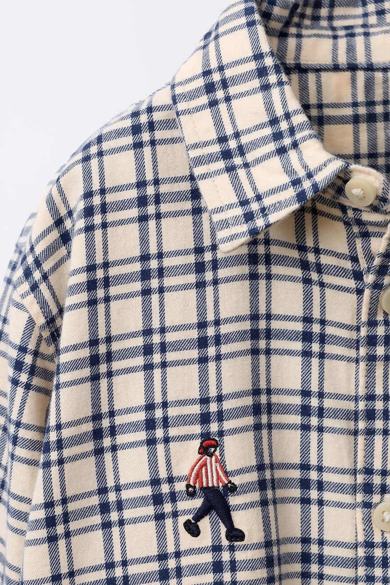 PLAID EMBROIDERED SHIRT
