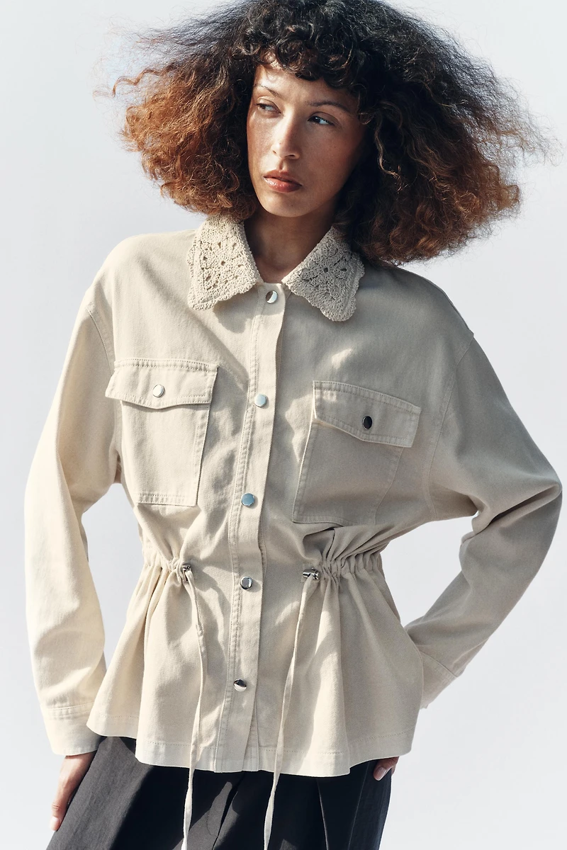 VESTE SAFARI COL EN CROCHET