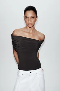 ASYMMETRIC RUCHED BODYSUIT