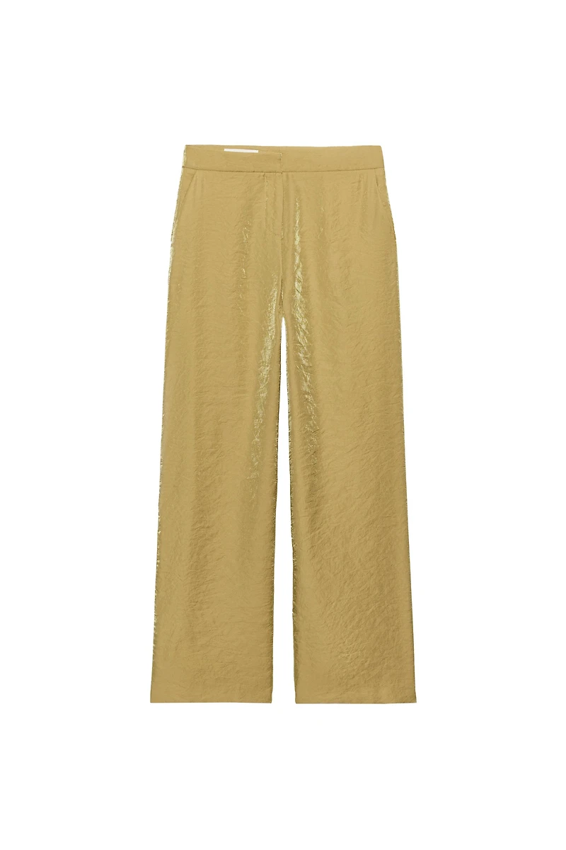 WRINKLE-LOOK STRAIGHT PANTS