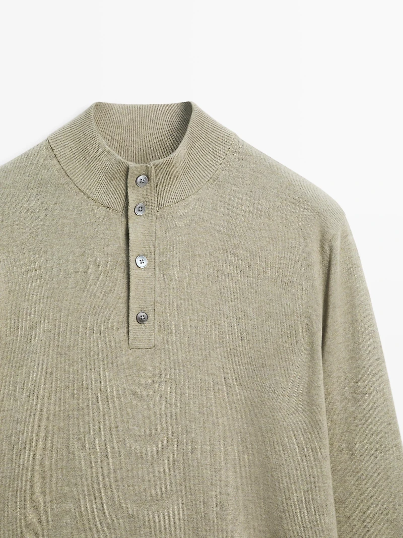 Pull en maille à col camionneur boutonné