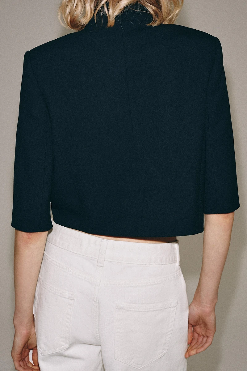 ZW COLLECTION CROPPED SHORT SLEEVE BLAZER