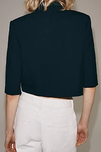 ZW COLLECTION CROPPED SHORT SLEEVE BLAZER