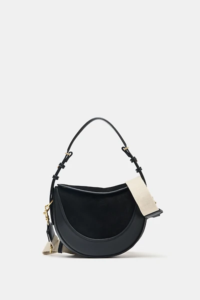 CROSSBODY BAG WITH LEATHER FLAP DETAIL