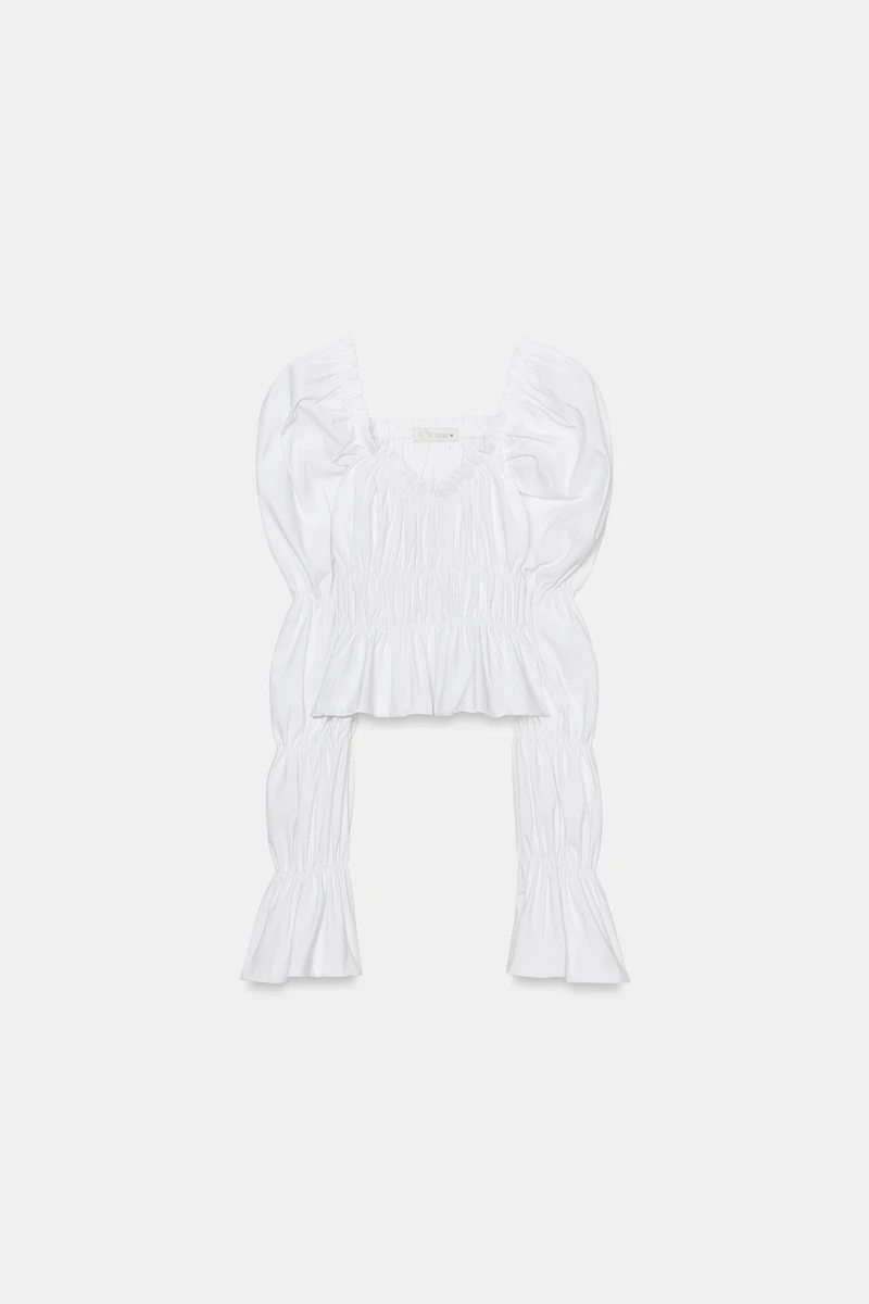 PUFF SLEEVE RUCHED TOP