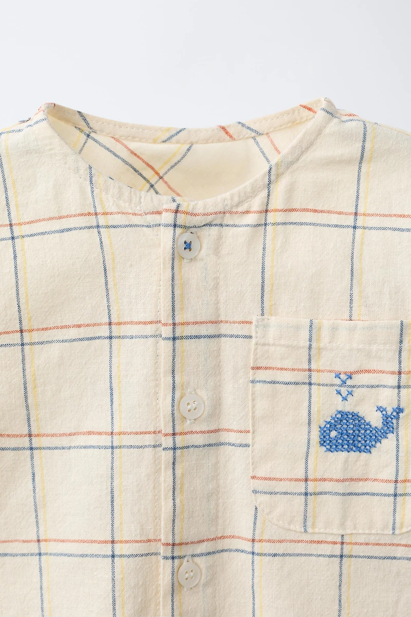 EMBROIDERED PLAID SHIRT