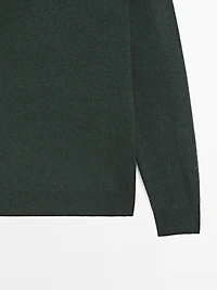 Knit wool blend polo sweater with zip