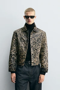 VESTE EN CUIR EFFET FOURRURE IMPRIMÉ