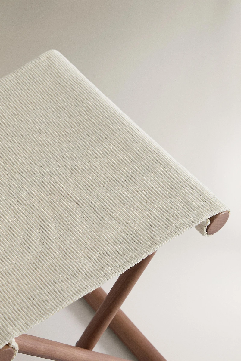 FOLDING ASH WOOD AND COTTON STOOL